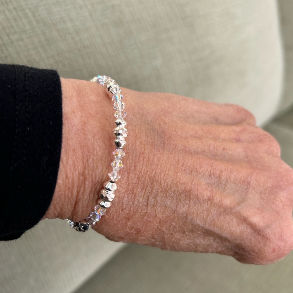 Alex and Ani Crystal Silver  Beaded Bracelet